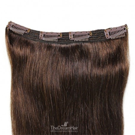 One Piece of Triple Weft, Clip in Hair Extensions, Color #2 (Darkest Brown), Made With Remy Indian Human Hair