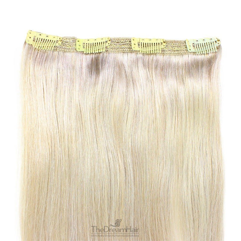 One Piece of Triple Weft, Clip in Hair Extensions, Color #60 (Lightest Blonde), Made With Remy Indian Human Hair
