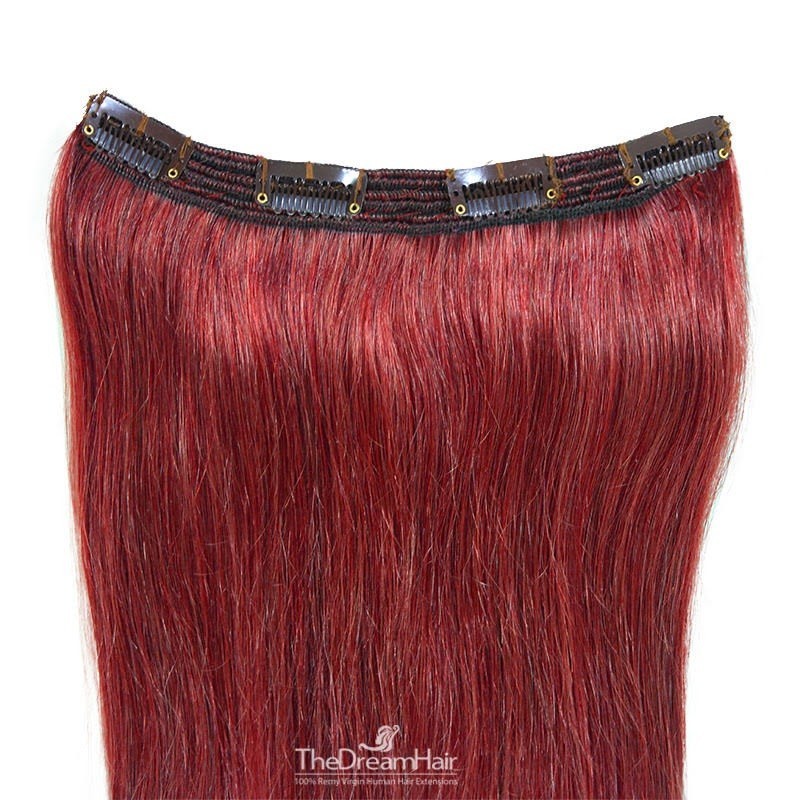One Piece of Triple Weft, Clip in Hair Extensions, Color #530 (Red Wine), Made With Remy Indian Human Hair