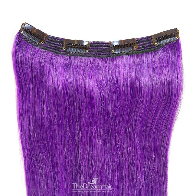 One Piece of Triple Weft, Clip in Hair Extensions, Color #Purple, Made With Remy Indian Human Hair