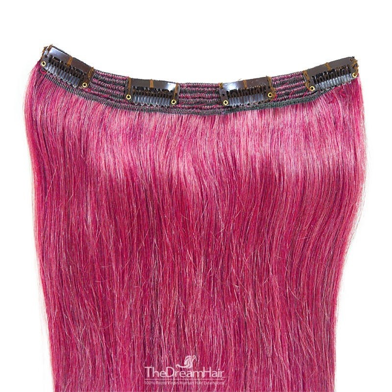 One Piece of Triple Weft, Clip in Hair Extensions, Color #Pink, Made With Remy Indian Human Hair