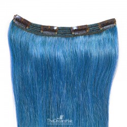 One Piece of Triple Weft, Clip in Hair Extensions, Color #Blue, Made With Remy Indian Human Hair