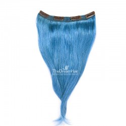 One Piece of Triple Weft, Clip in Hair Extensions, Color #Blue, Made With Remy Indian Human Hair