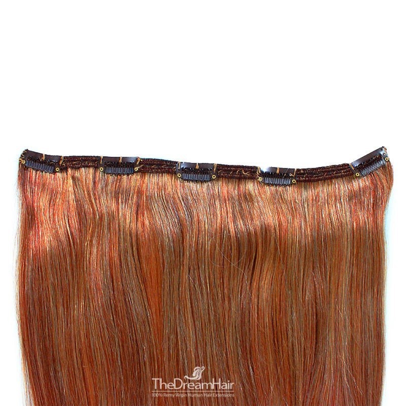 One Piece of Double Weft, Extra Large, Clip-in Hair Extensions, Color #35 (Red Rust), Made With Indian Human Hair