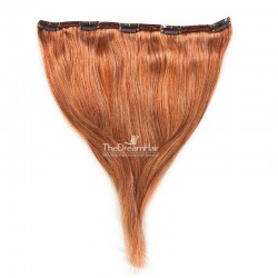 One Piece of Double Weft, Extra Large, Clip-in Hair Extensions, Color #350 (Dark Copper Red), Made With Indian Hair