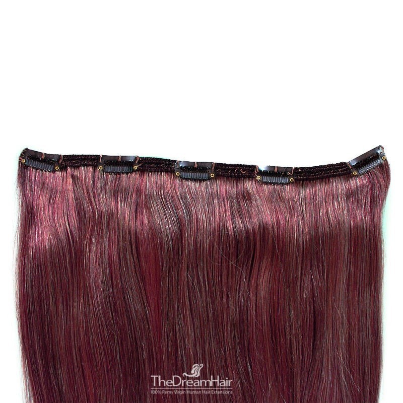 One Piece of Double Weft "Extra-Large", Clip in Hair Extensions, Color #99j (Burgundy), Made With Indian Human Hair
