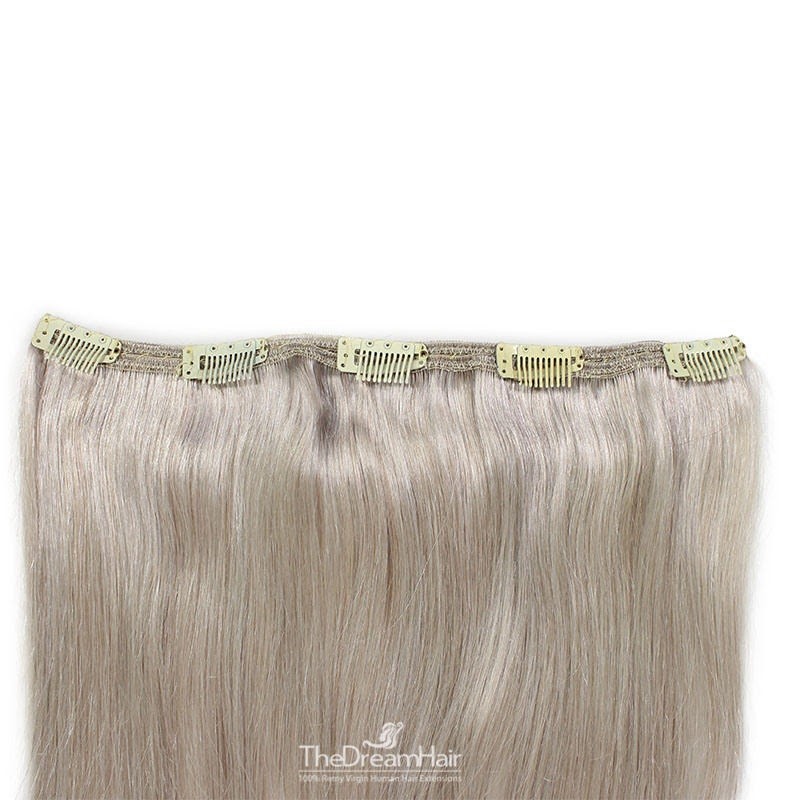 One Piece of Double Weft, Extra Large, Clip-in Hair Extensions, Color #Grey, Made With Remy Indian Human Hair