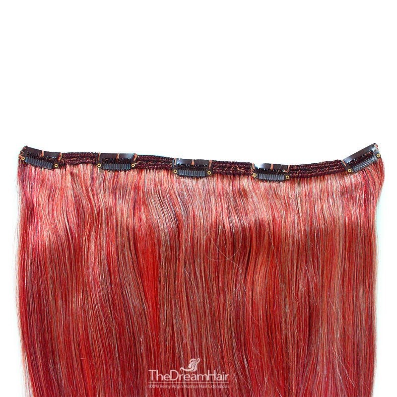One Piece of Double Weft, Extra Large, Clip-in Hair Extensions, Color #Red, Made With Indian Hair