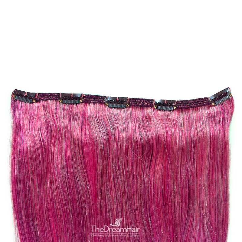 One Piece of Double Weft, Extra Large, Clip-in Hair Extensions, Color #Pink, Made With Remy Indian Human Hair