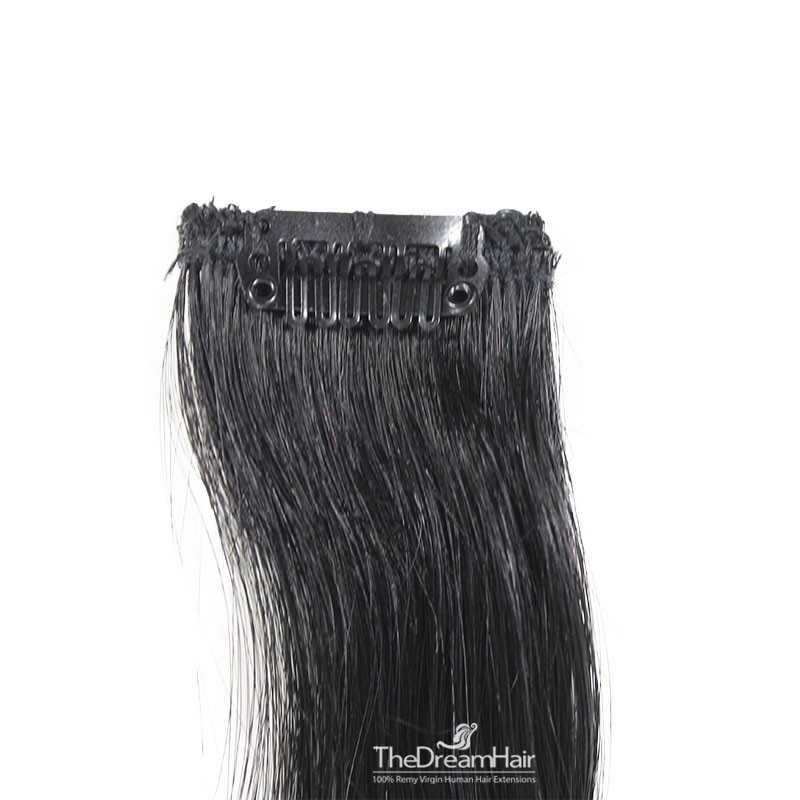 One Piece of Funky Streak Weft, Clip in Hair Extensions, Color #1 (Jet Black), Made With Remy Indian Human Hair