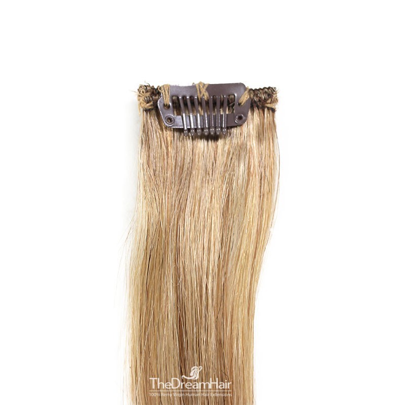 One Piece of Funky Streak Weft, Clip in Hair Extensions, Color #12 (Light Brown), Made With Remy Indian Human Hair