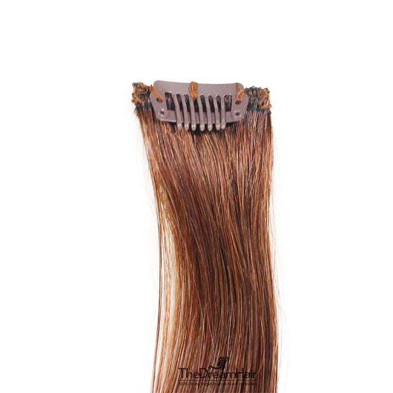 One Piece of Funky Streak Weft, Clip in Hair Extensions, Color #33 (Auburn), Made With Remy Indian Human Hair