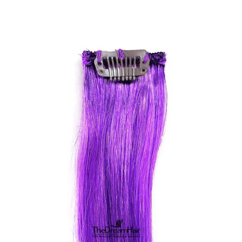One Piece of Funky Streak Weft, Clip in Hair Extensions, Color #Purple, Made With Remy Indian Human Hair