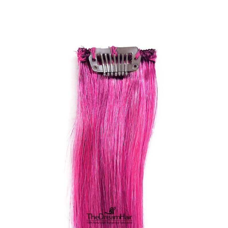 One Piece of Funky Streak Weft, Clip in Hair Extensions, Color #Pink, Made With Remy Indian Human Hair