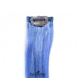 One Piece of Funky Streak Weft, Clip in Hair Extensions, Color #Blue, Made With Remy Indian Human Hair