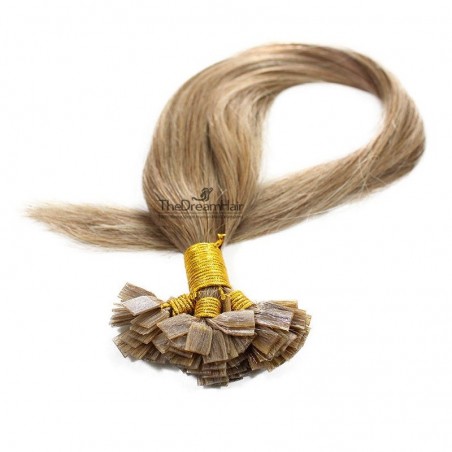 Pre-bonded Hair Extensions, Flat-Tip, Color #10 (Golden Brown), Made With Remy Indian Human Hair