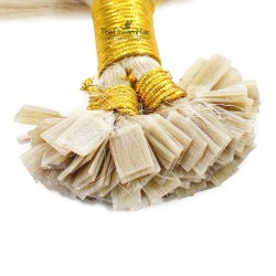 Pre-bonded Hair Extensions, Flat-Tip, Color #60 (Lightest Blonde), Made With Remy Indian Human Hair