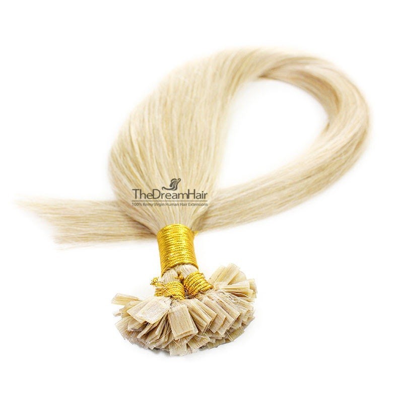 Pre-bonded Hair Extensions, Flat-Tip, Color #613 (Platinum Blonde)