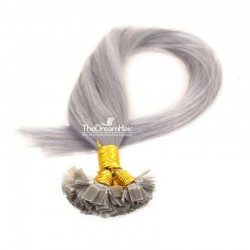 Pre-bonded Hair Extensions, Flat-Tip, Color #Silver, Made With Remy Indian Human Hair