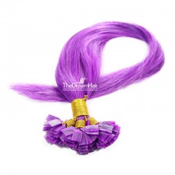 Pre-bonded Hair Extensions, Flat-Tip, Color #Purple, Made With Remy Indian Human Hair