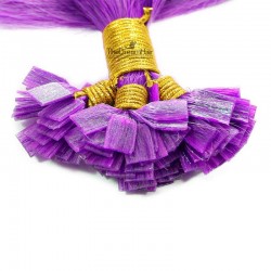 Pre-bonded Hair Extensions, Flat-Tip, Color #Purple, Made With Remy Indian Human Hair