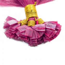 Pre-bonded Hair Extensions, Flat-Tip, Color #Pink, Made With Remy Indian Human Hair