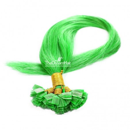Pre-bonded Hair Extensions, Flat-Tip, Color #Green, Made With Remy Indian Human Hair