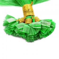 Pre-bonded Hair Extensions, Flat-Tip, Color #Green, Made With Remy Indian Human Hair