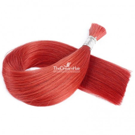 Bulk Hair Extensions, Colour #Red, Made With Remy Indian Human Hair