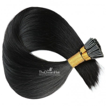 Pre-bonded Hair Extensions, Stick/I-Tip, Color #1 (Jet Black), Made With Remy Indian Human Hair
