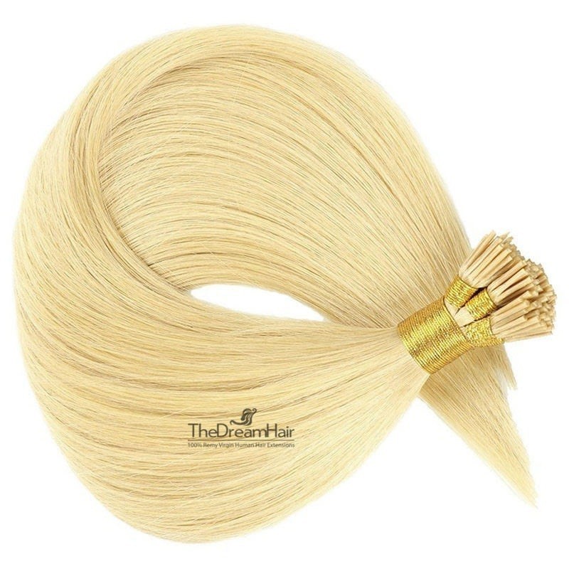 Pre-bonded Hair Extensions, Stick/I-Tip, Color #60 (Lightest Blonde), Made With Remy Indian Human Hair
