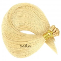 Pre-bonded Hair Extensions, Stick/I-Tip, Color #613 (Platinum Blonde), Made With Remy Indian Human Hair