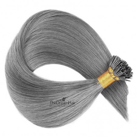 Pre-bonded Hair Extensions, Stick/I-Tip, Color #Silver, Made With Remy Indian Human Hair