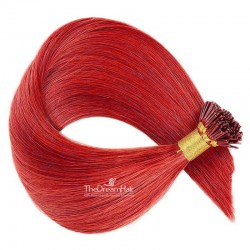 Pre-bonded Hair Extensions, Stick/I-Tip, Color #Red, Made With Remy Indian Human Hair