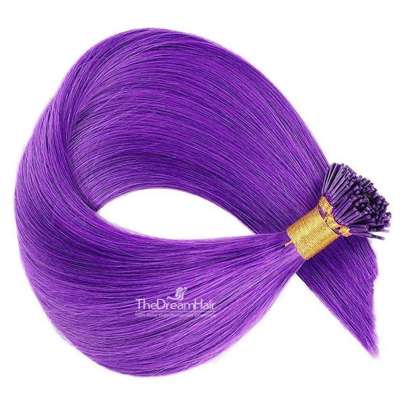 Pre-bonded Hair Extensions, Stick/I-Tip, Color #Purple, Made With Remy Indian Human Hair