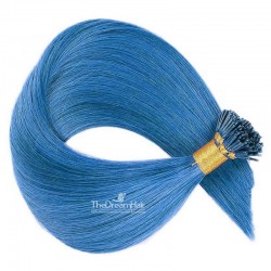 Pre-bonded Hair Extensions, Stick/I-Tip, Color #Blue, Made With Remy Indian Human Hair