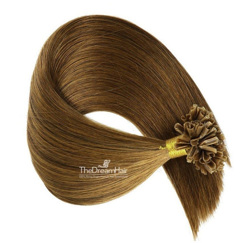 Pre-bonded Hair Extensions, Nail/U-Tip, Color #6 (Medium Brown), Made With Remy Indian Human Hair