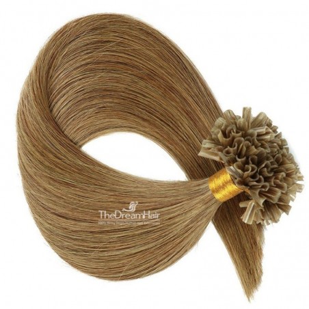 Pre-bonded Hair Extensions, Nail/U-Tip, Color #8 (Chestnut Brown), Made With Remy Indian Human Hair