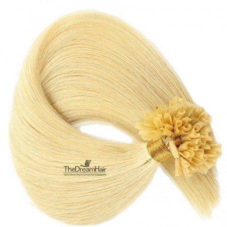 Pre-bonded Hair Extensions, Nail/U-Tip, Color #22 (Light Pale Blonde), Made With Remy Indian Human Hair