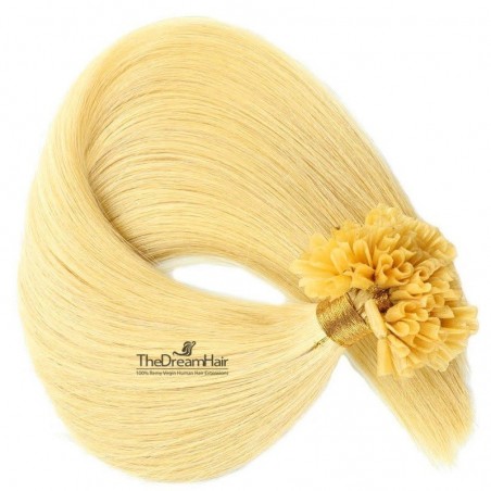 Pre-bonded Hair Extensions, Nail/U-Tip, Color #24 (Golden Blonde), Made With Remy Indian Human Hair