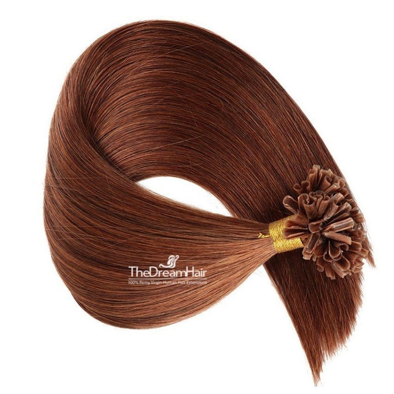 Pre-bonded Hair Extensions, Nail/U-Tip, Color #30 (Dark Auburn), Made With Remy Indian Human Hair