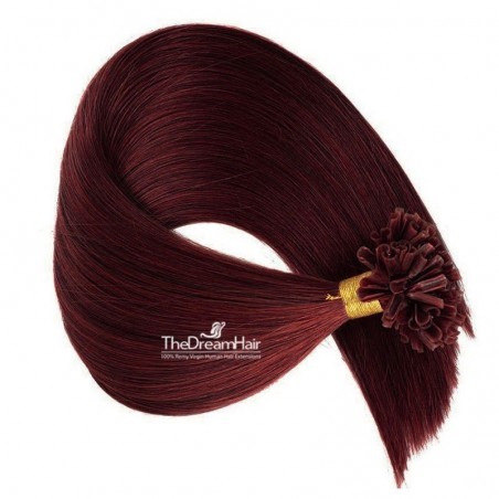 Pre-bonded Hair Extensions, Nail/U-Tip, Color #99j (Burgundy), Made With Remy Indian Human Hair