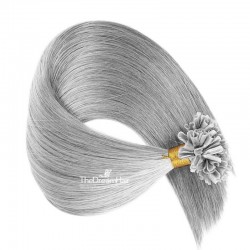 Pre-bonded Hair Extensions, Nail/U-Tip, Color #Silver, Made With Remy Indian Human Hair