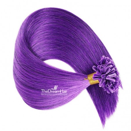 Pre-bonded Hair Extensions, Nail/U-Tip, Color #Purple, Made With Remy Indian Human Hair