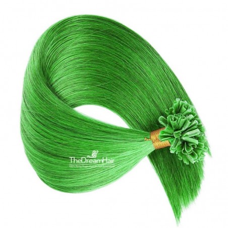 Pre-bonded Hair Extensions, Nail/U-Tip, Color #Green, Made With Remy Indian Human Hair