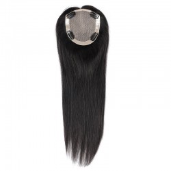 Crown Topper Hair Extensions, Silk Base, Colour 1B (Off Black), Made With Remy Indian Human Hair