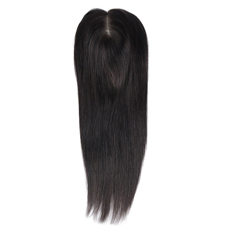 Crown Topper Hair Extensions, Silk Base, Colour 1B (Off Black), Made With Remy Indian Human Hair
