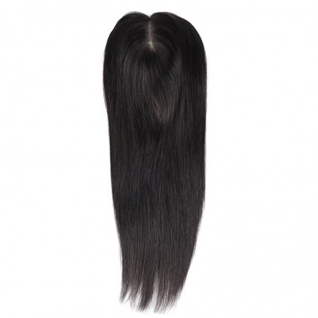 Crown Topper Hair Extensions, Silk Base, Colour 1B (Off Black), Made With Remy Indian Human Hair