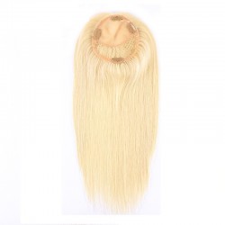 Crown Topper Hair Extensions, Silk Base, Colour 613 (Platinum Blonde), Made With Remy Indian Human Hair