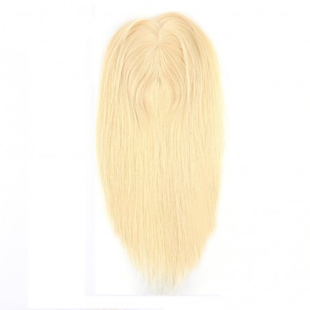 Crown Topper Hair Extensions, Silk Base, Colour 613 (Platinum Blonde), Made With Remy Indian Human Hair